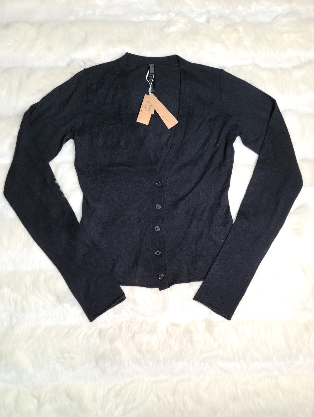 SKIMS Cashmere Sheer Cardigan Black Onyx Women Small NEW